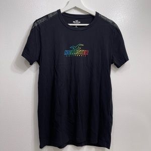 Black holister shirt with rainbow print